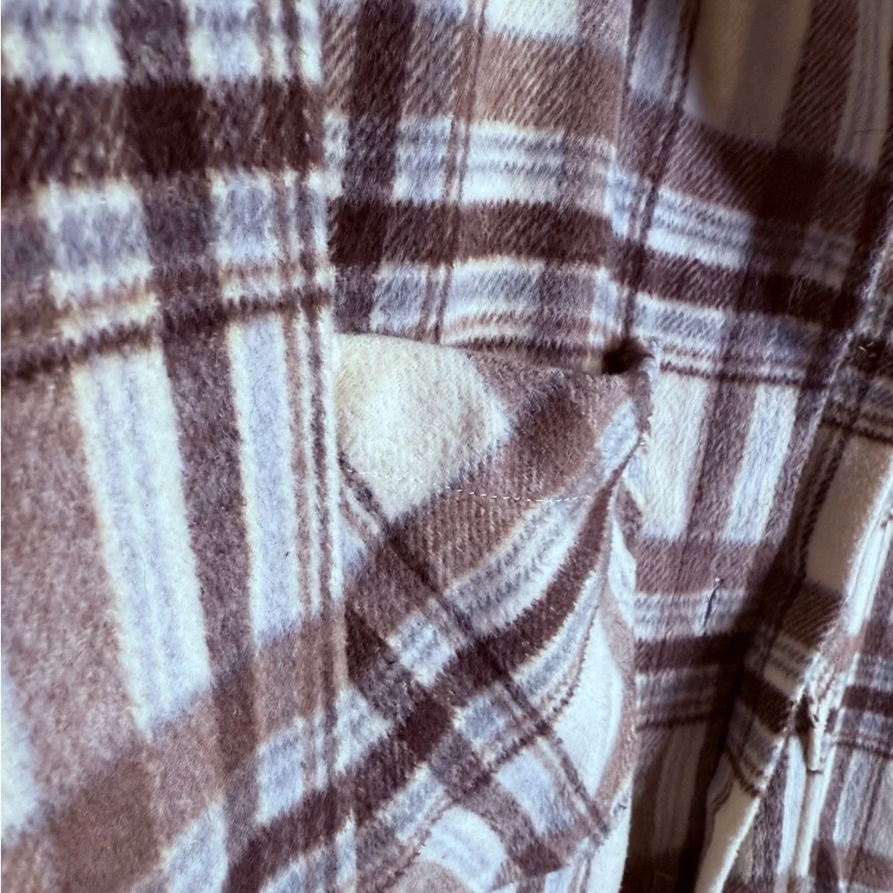 Staccato Plaid Shacket in Brown and Cream